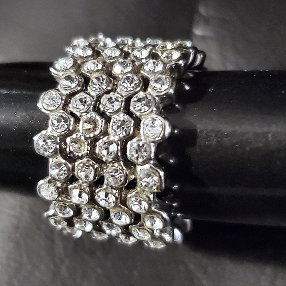 Silvertone Crystal Statement Ring - Picture 13 of 13